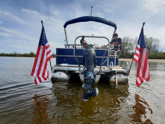 Flagpole assembly for boats. 2x3 American flag included.